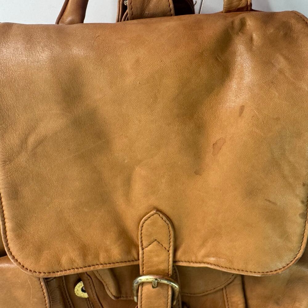 Boulder Ridge Full Grain Leather Backpack Brown Hiking Travel Bag 12x12 - Picture 10 of 11